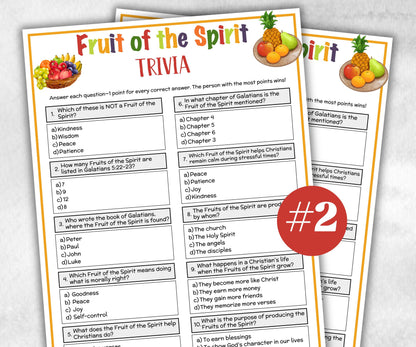 Printable Fruit of the spirit Trivia for kid, New Testament Activity, Classroom Christmas, Church Fundraiser, Adult Teen church Icebreaker-Office Supplies -TheHustlingCatLady-Party Games