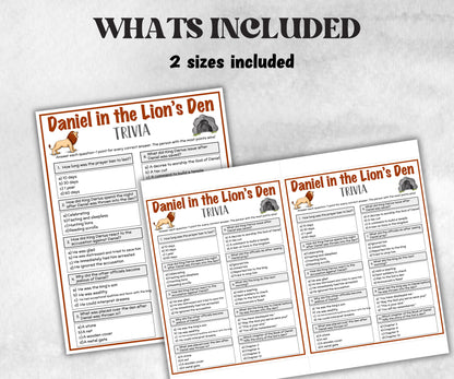 Printable Daniel in the lion's den Trivia for kid, Old Testament Activity, Classroom Christmas, Church Fundraiser, Adult Teen fun Icebreaker-Office Supplies -TheHustlingCatLady-Party Games