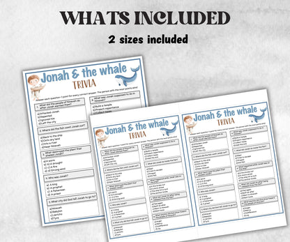 Printable Jonah and the whale Trivia for kid, Old Testament Activity, Classroom Christmas, Church Fundraiser, Adult Teen church Icebreaker-Office Supplies -TheHustlingCatLady-Party Games