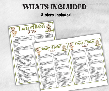 Printable Tower of Babel Trivia for kid, Old Testament Activity, Classroom Christmas, Church Fundraiser game, Adult Teen church Icebreaker-Office Supplies -TheHustlingCatLady-Party Games