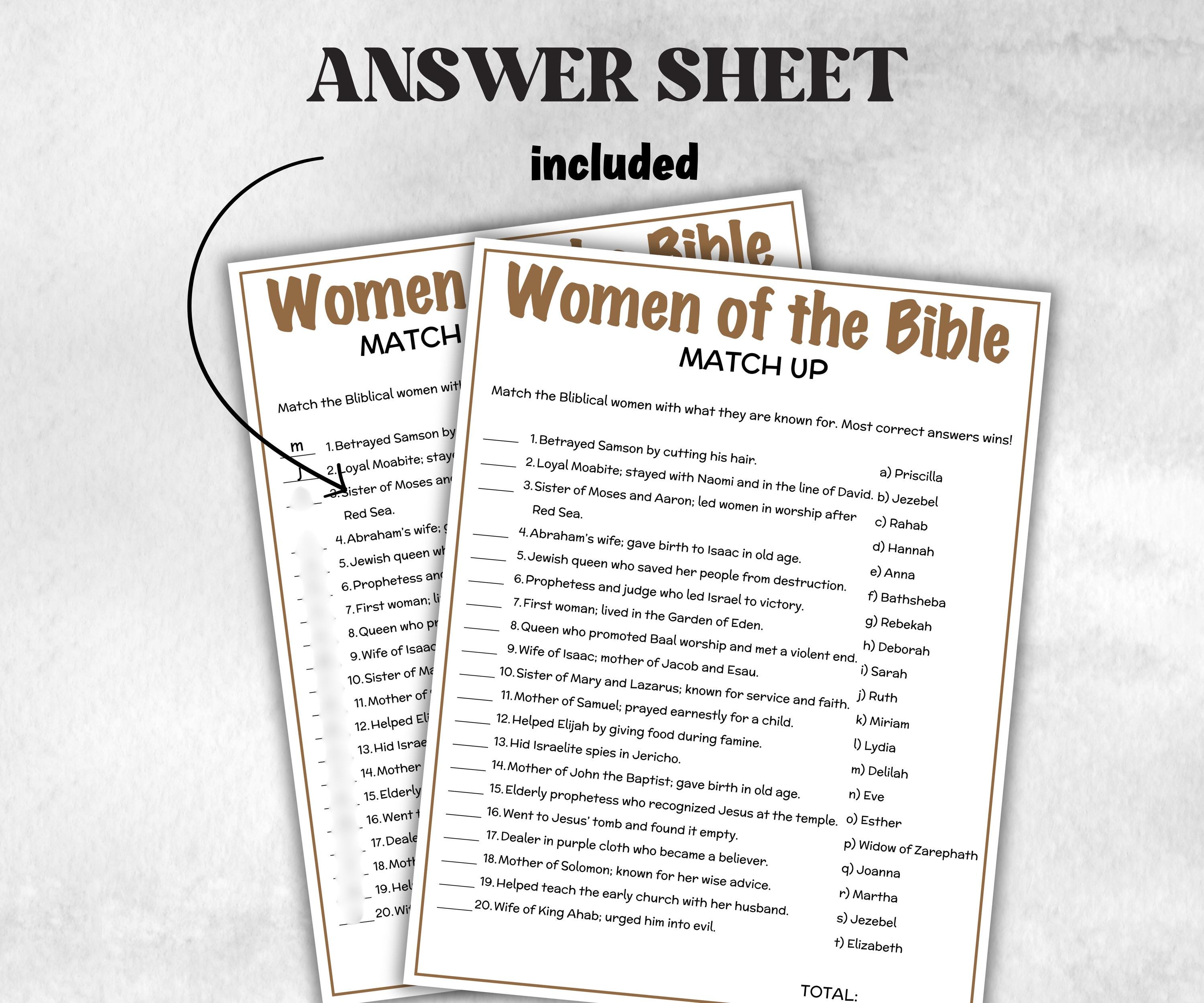 Printable Women of the Bible Match up for kid, Old Testament Activity, Classroom Riddles, Church Fundraiser, Adult Teen church Icebreaker-Office Supplies -TheHustlingCatLady-Party Games