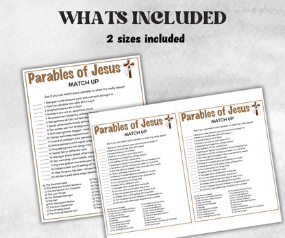Printable Parables of Jesus Match up for kid, Old Testament Activity, Classroom Riddles, Church Fundraiser, Adult Teen church Icebreaker-Office Supplies -TheHustlingCatLady-Party Games