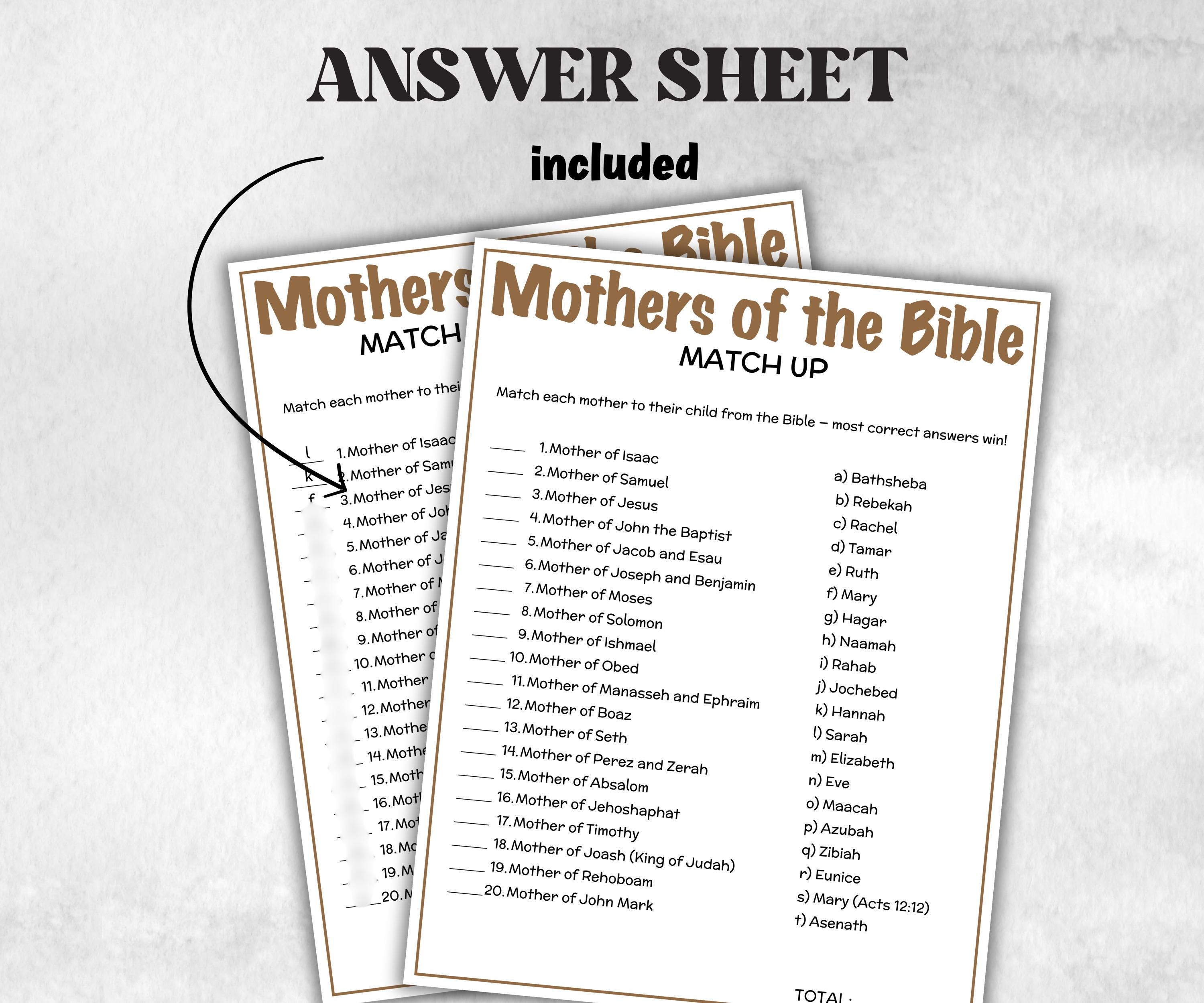 Printable Mothers of the Bible Match up for kid, Old Testament Activity, Classroom Riddles, Church Fundraiser, Adult Teen church Icebreaker-Office Supplies -TheHustlingCatLady-Party Games