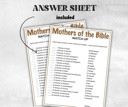 Printable Mothers of the Bible Match up for kid, Old Testament Activity, Classroom Riddles, Church Fundraiser, Adult Teen church Icebreaker-Office Supplies -TheHustlingCatLady-Party Games