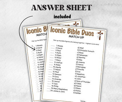Printable Iconic Bible Duos Match up for kid, Old Testament Activity, Classroom Riddles, Church Fundraiser, Adult Teen church Icebreaker-Office Supplies -TheHustlingCatLady-Party Games