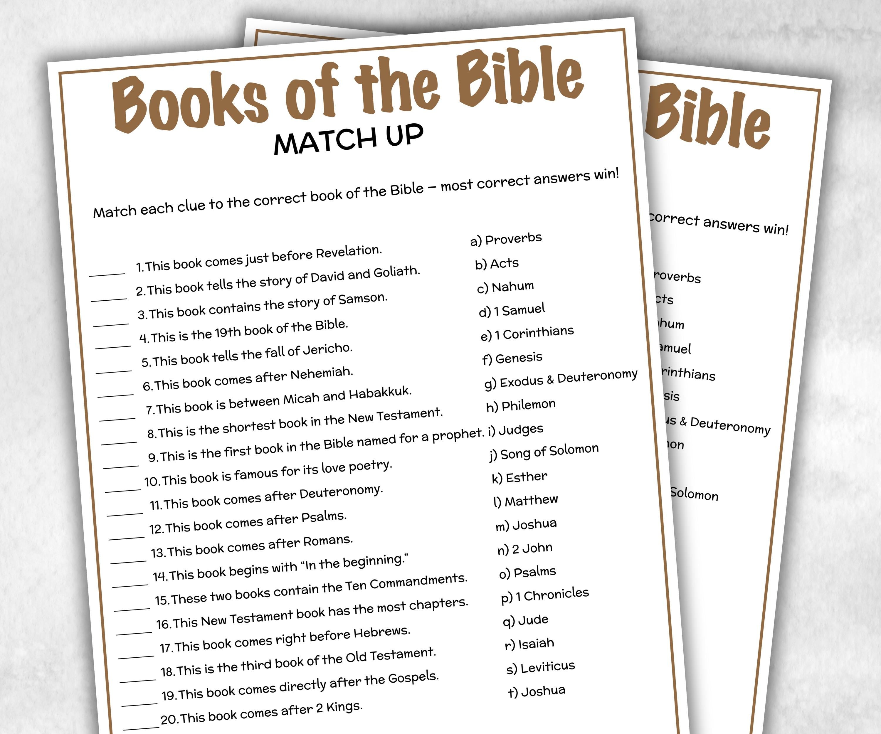 Printable Books of the Bible Match up for kid, Old Testament Activity, Classroom Riddles, Church Fundraiser, Adult Teen church Icebreaker-Office Supplies -TheHustlingCatLady-Party Games