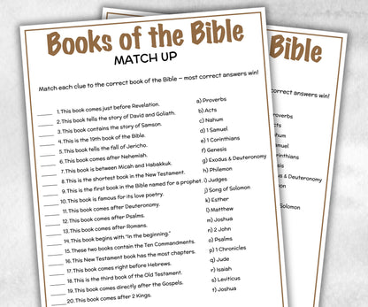 Printable Books of the Bible Match up for kid, Old Testament Activity, Classroom Riddles, Church Fundraiser, Adult Teen church Icebreaker-Office Supplies -TheHustlingCatLady-Party Games