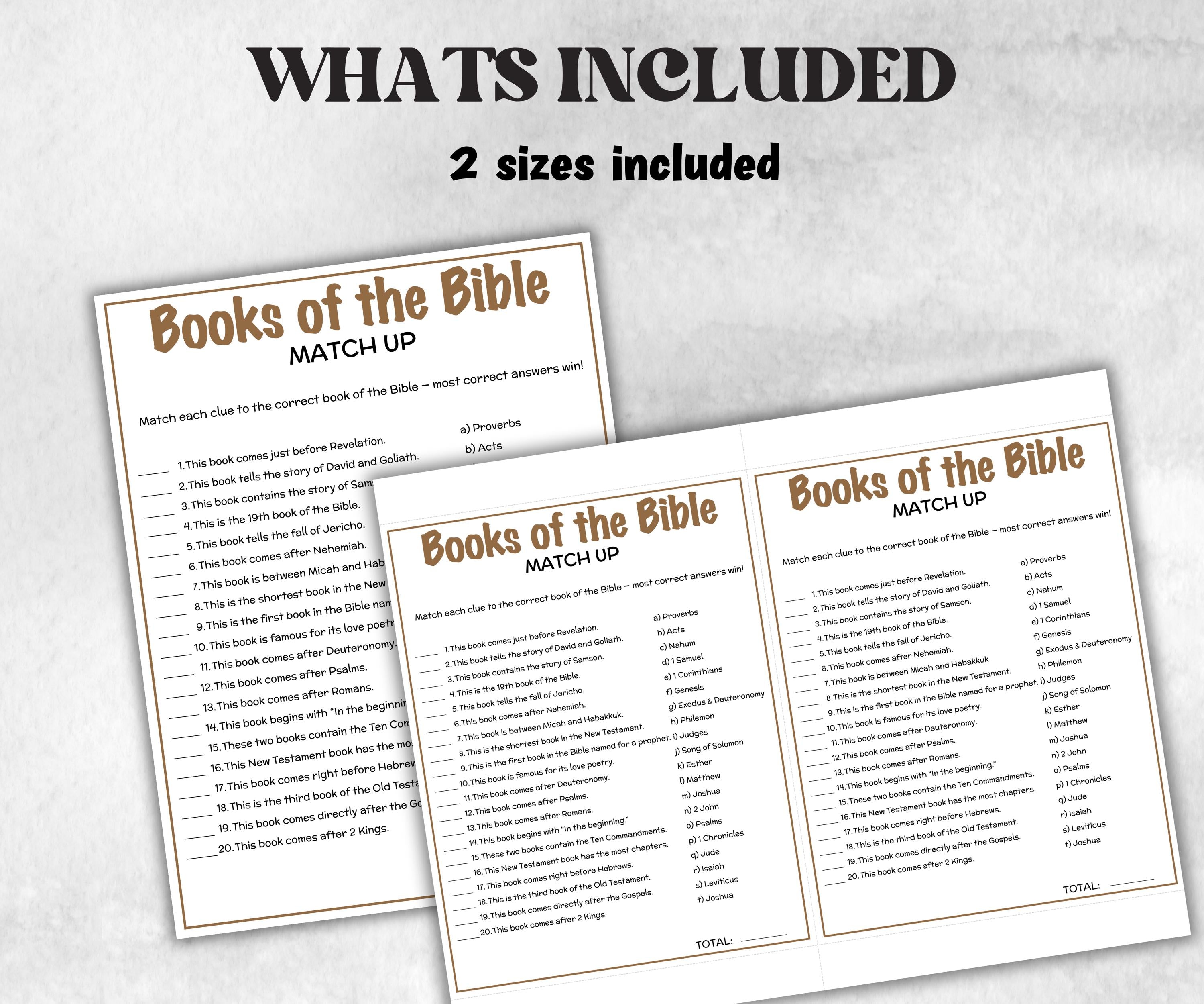 Printable Books of the Bible Match up for kid, Old Testament Activity, Classroom Riddles, Church Fundraiser, Adult Teen church Icebreaker-Office Supplies -TheHustlingCatLady-Party Games
