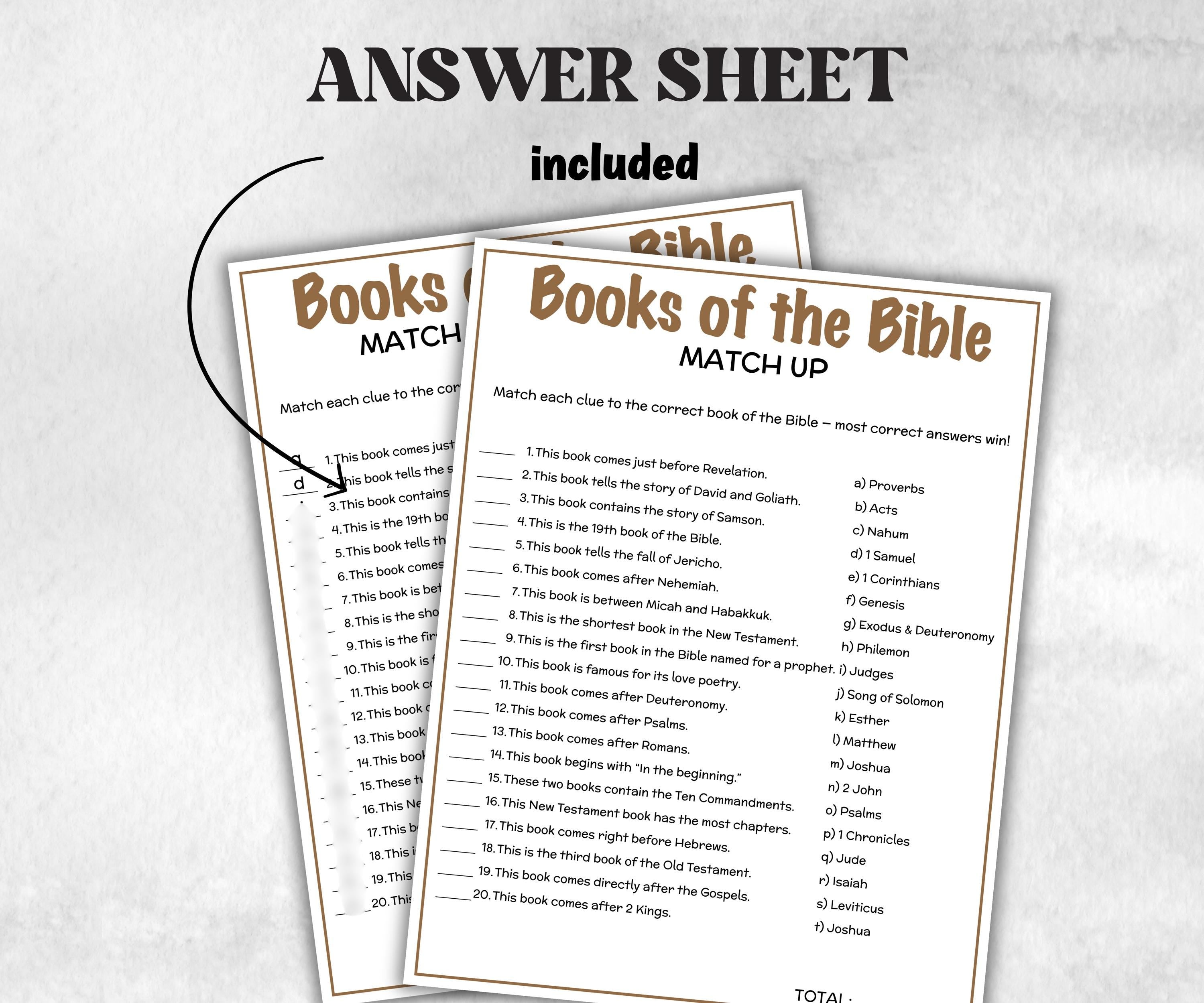 Printable Books of the Bible Match up for kid, Old Testament Activity, Classroom Riddles, Church Fundraiser, Adult Teen church Icebreaker-Office Supplies -TheHustlingCatLady-Party Games