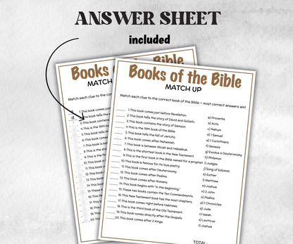 Printable Books of the Bible Match up for kid, Old Testament Activity, Classroom Riddles, Church Fundraiser, Adult Teen church Icebreaker-Office Supplies -TheHustlingCatLady-Party Games