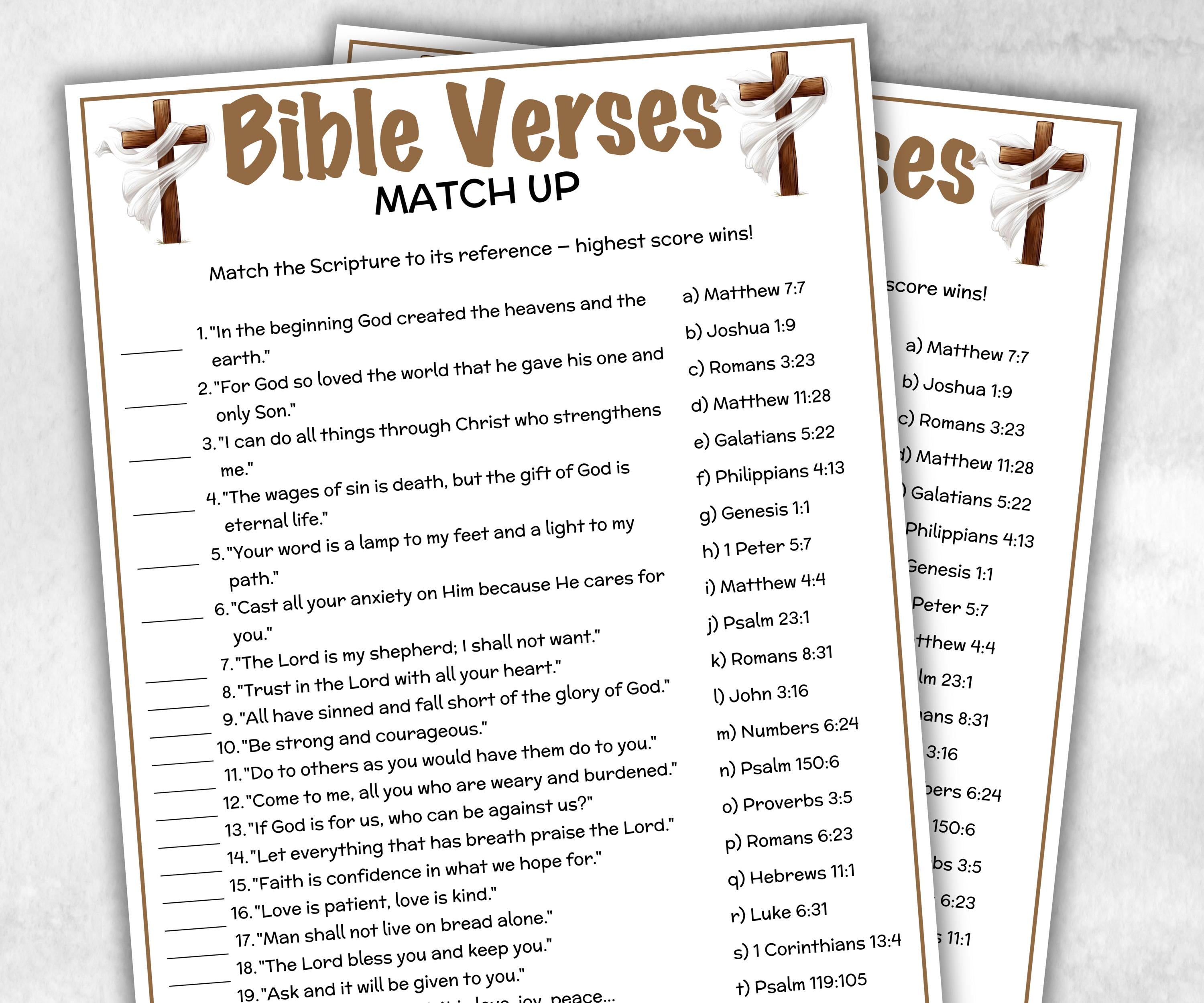 Printable Bible Verses Match up for kid, Old Testament Activity, Classroom Riddles, Church Fundraiser, Adult Teen church Icebreaker-Office Supplies -TheHustlingCatLady-Party Games