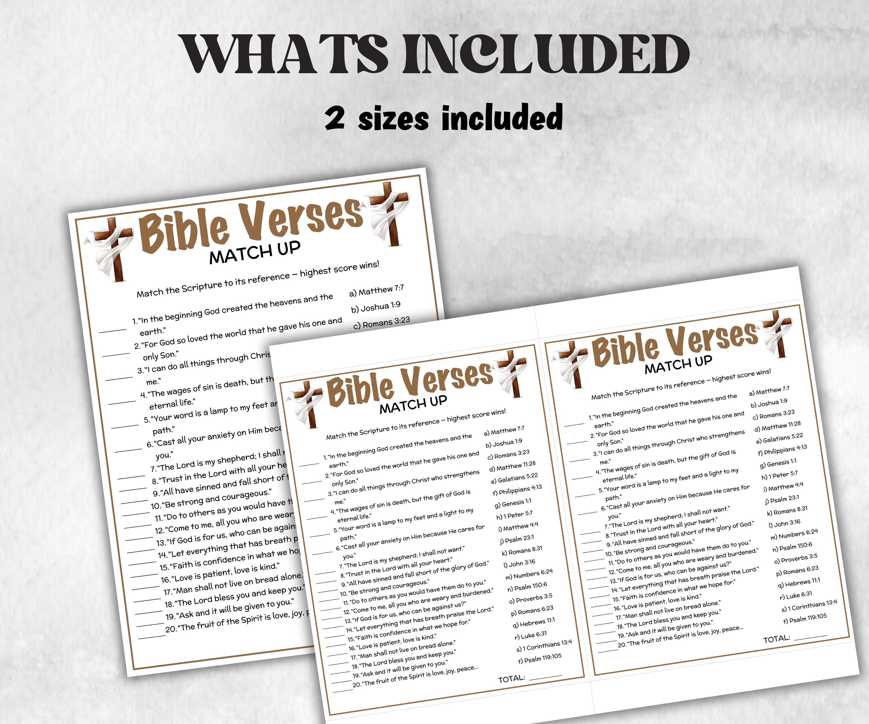 Printable Bible Verses Match up for kid, Old Testament Activity, Classroom Riddles, Church Fundraiser, Adult Teen church Icebreaker-Office Supplies -TheHustlingCatLady-Party Games
