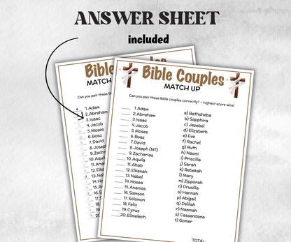 Printable Bible Couples Match up for kid, Old Testament Activity, Classroom Riddles, Church Fundraiser, Adult Teen church Icebreaker games-Office Supplies -TheHustlingCatLady-Party Games