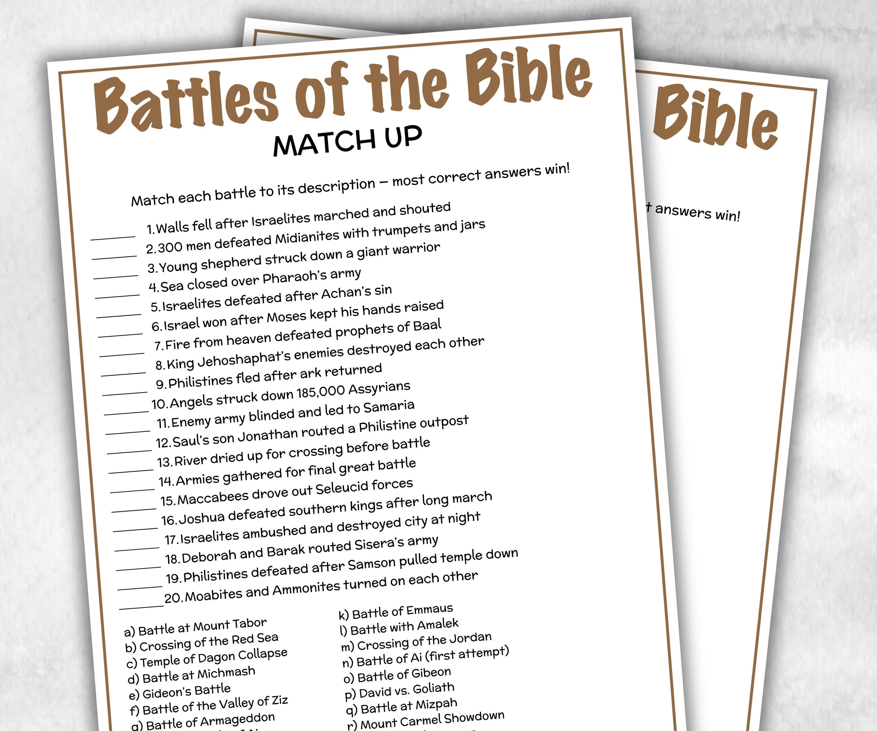 Printable Battles of the Bible Match up for kid, Old Testament Activity, Classroom Riddles, Church Fundraiser, Adult Teen church Icebreaker-Office Supplies -TheHustlingCatLady-Party Games