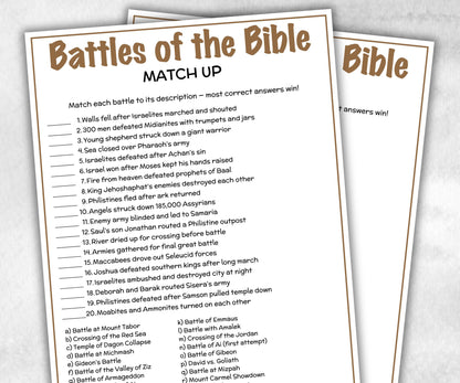 Printable Battles of the Bible Match up for kid, Old Testament Activity, Classroom Riddles, Church Fundraiser, Adult Teen church Icebreaker-Office Supplies -TheHustlingCatLady-Party Games
