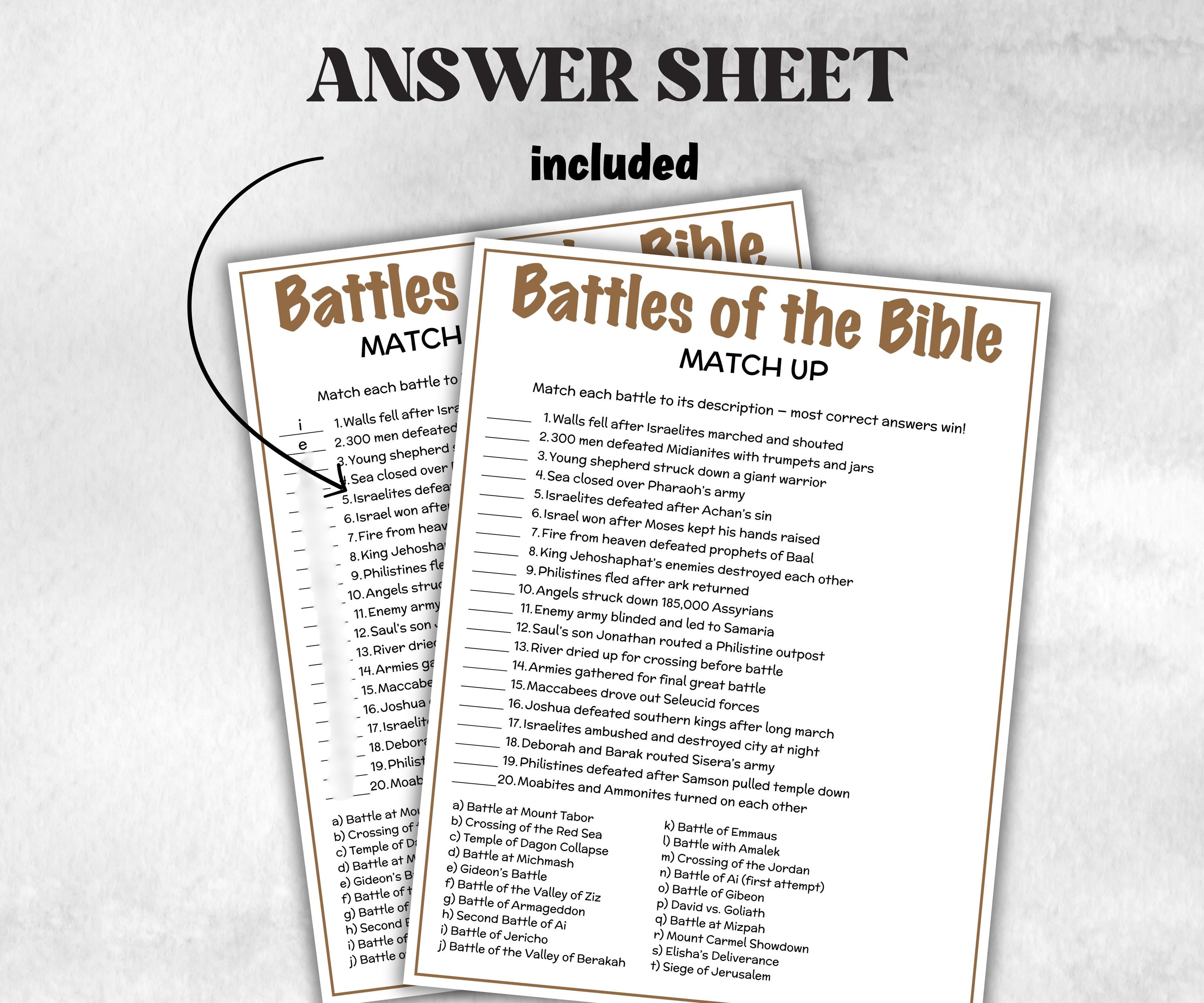Printable Battles of the Bible Match up for kid, Old Testament Activity, Classroom Riddles, Church Fundraiser, Adult Teen church Icebreaker-Office Supplies -TheHustlingCatLady-Party Games