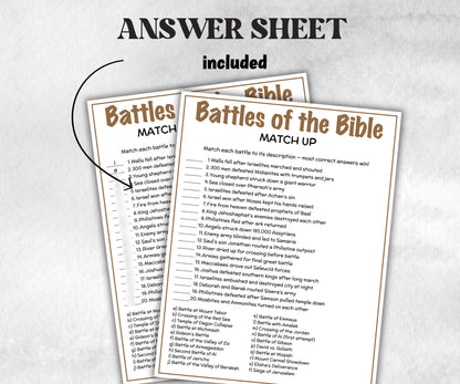 Printable Battles of the Bible Match up for kid, Old Testament Activity, Classroom Riddles, Church Fundraiser, Adult Teen church Icebreaker-Office Supplies -TheHustlingCatLady-Party Games