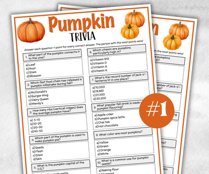 Pumpkin Trivia Game, Halloween Fall Party Trivia Game, Friendsgiving Family Trivia Game for kids and adults, Printable Classroom Game fun-Holidays -TheHustlingCatLady-Party Games