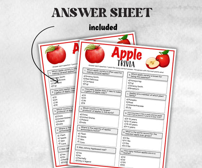 Printable Apple Trivia, Fall Apple Theme Birthday Activity, Trivia Game Night, Family Reunion, Holiday quiz, Halloween Classroom activity-Holidays -TheHustlingCatLady-Party Games