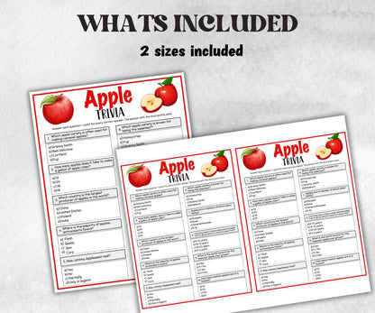 Printable Apple Trivia, Fall Apple Theme Birthday Activity, Trivia Game Night, Family Reunion, Holiday quiz, Halloween Classroom activity-Holidays -TheHustlingCatLady-Party Games