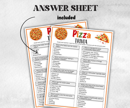 Printable Pizza Trivia, Pizza Theme Birthday Activity, Family Reunion, Classroom summer Spring dinner, teen pajama party, pizza baby show-Holidays -TheHustlingCatLady-Party Games