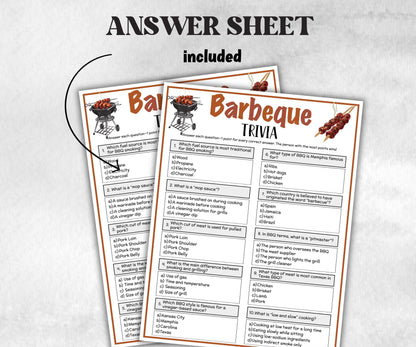Printable Barbeque Trivia, Barbeque Theme Birthday Activity, Family Reunion, Classroom summer Grill dinner, teen pajama party, July 4th fun-Holidays -TheHustlingCatLady-Party Games