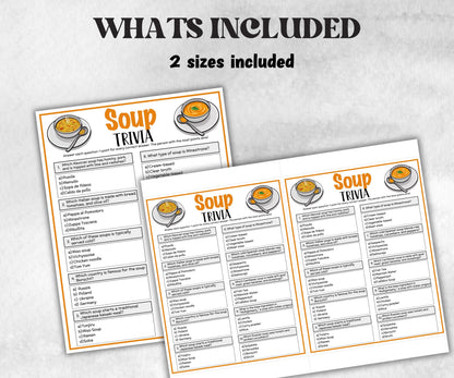 Printable Soup Trivia, Team Building Games, Soup Competition, Winter Soup Cook off Theme, Soup Fundraiser Fun, Potluck Contest, Rainy Snow-Holidays -TheHustlingCatLady-Party Games