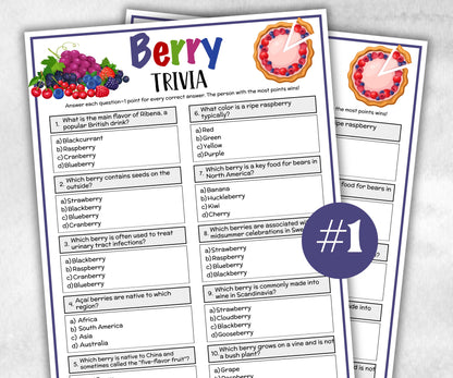 Printable Berry Trivia, Team Building Game, Berry Picking, Fall Autumn Game, Christmas winter, Holiday party, Spring Party Quiz, Berry Sweet-Holidays -TheHustlingCatLady-Party Games