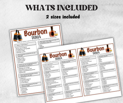 Printable Bourbon Trivia, Riddles Quiz questions, Drinking pub game, Bachelor Whiskey Party, Derby Drink Tasting, Kentucky Race, Fathers Day-Holidays -TheHustlingCatLady-Party Games