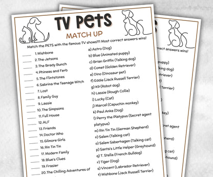 TV pets trivia party Game, dog cat Quiz, TV Sitcoms, Senior Game night, family activity, Kids Teen Adult party guess games, fall icebreaker-Holidays -TheHustlingCatLady-Party Games