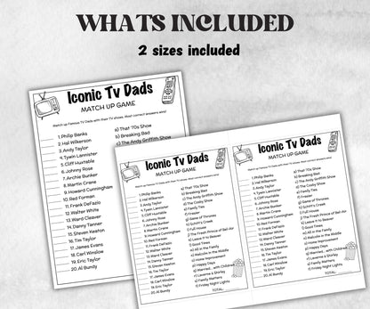 Iconic TV Dads trivia party Game, Daddy Trivia Quiz, TV Sitcoms, Senior Game night, family activity, Famous TV Dads, Fathers Day celebrate-Holidays -TheHustlingCatLady-Party Games
