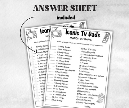 Iconic TV Dads trivia party Game, Daddy Trivia Quiz, TV Sitcoms, Senior Game night, family activity, Famous TV Dads, Fathers Day celebrate-Holidays -TheHustlingCatLady-Party Games