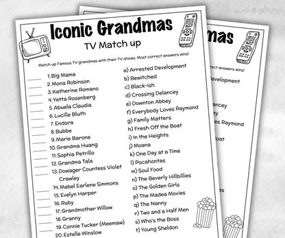 Iconic TV Grandmas trivia party Game, Grandma Trivia Quiz, TV Sitcoms, Senior Game night, family activity, Famous TV Dads, Grandparents Day-Holidays -TheHustlingCatLady-Party Games