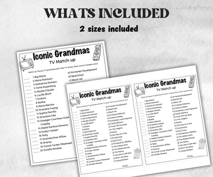 Iconic TV Grandmas trivia party Game, Grandma Trivia Quiz, TV Sitcoms, Senior Game night, family activity, Famous TV Dads, Grandparents Day-Holidays -TheHustlingCatLady-Party Games
