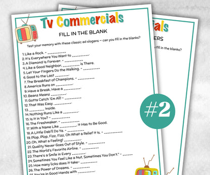 Ad Slogan Fill in the blank Quiz, TV Commercial Match Up Trivia Game, Senior Game night, family activity, Kids Teen Adult party guess games-Holidays -TheHustlingCatLady-Party Games