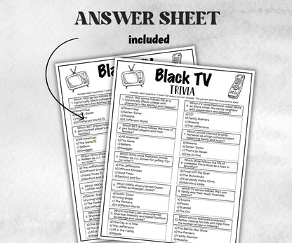 Black TV Sitcom trivia party Game, Black Culture Quiz, TV Sitcoms, African American Games, Black History, Summer Icebreaker questions, Party-Holidays -TheHustlingCatLady-Party Games