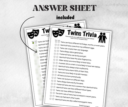 Printable True False Baby Shower Game, Twins Trivia for Baby Showers, Mommy to be game, Twin Minimalist Baby Shower,Shower quiz Activity-Holidays -TheHustlingCatLady-Party Games