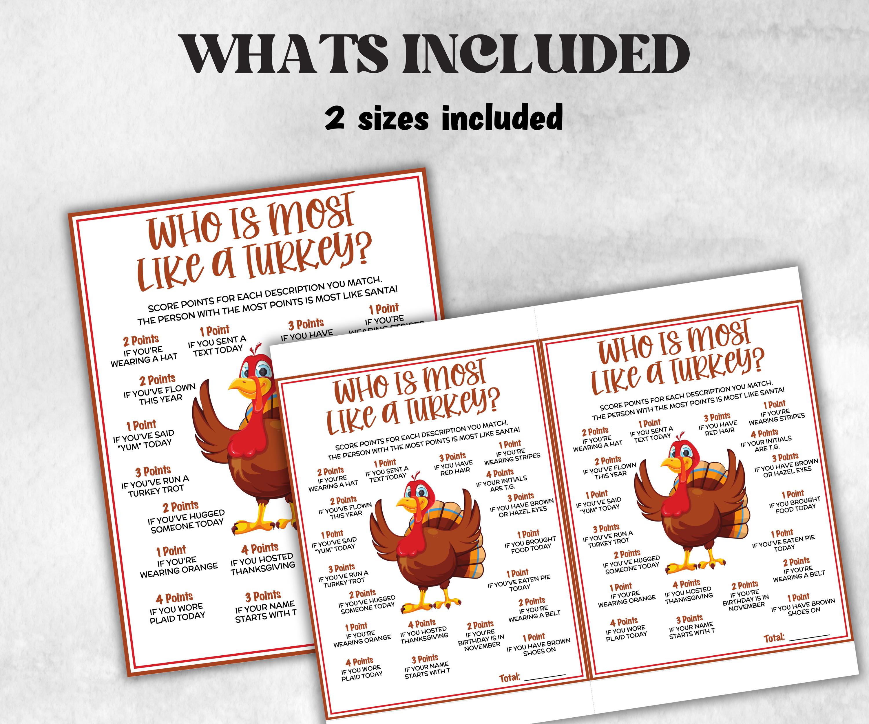Who is Most Like a Turkey, Friendsgiving Classroom Trivia Game for kids & adults, Turkey Trivia, Thanksgiving Party Game, Fall Turkey Game-Thanksgiving -TheHustlingCatLady-Party Games