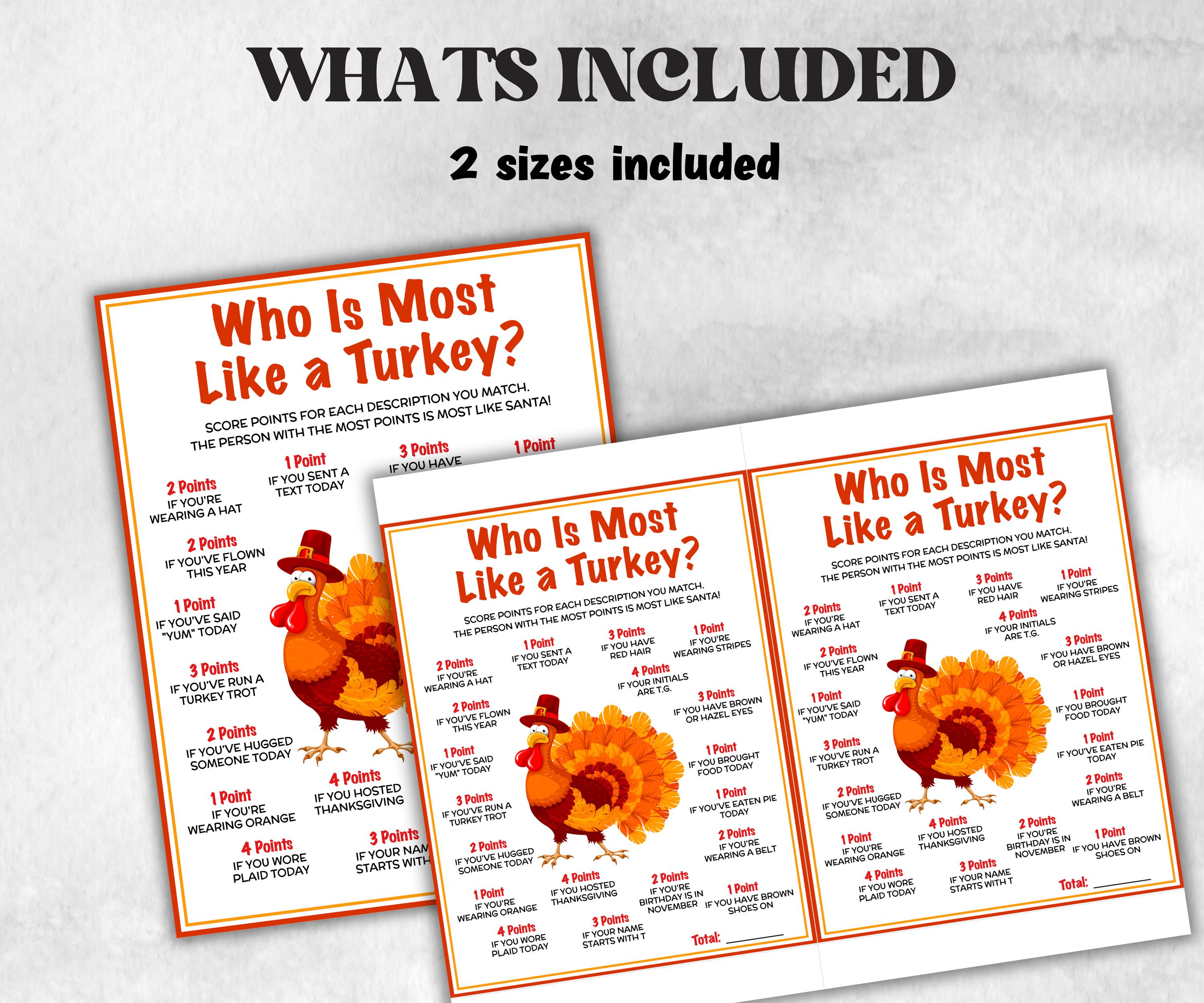 Who is Most Like a Fall Turkey, Friendsgiving Classroom Trivia Game for kids & adults, Turkey Trivia, Thanksgiving Party Game, Turkey Game-Thanksgiving -TheHustlingCatLady-Party Games
