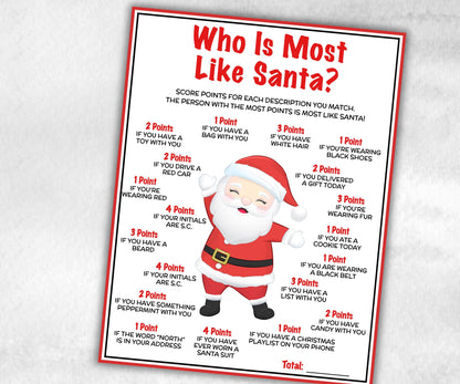 Who is the Most Like Santa, Holiday Classroom Game for kid & adult, Winter office game, Fun Easy Group Game, santa dinner game, daycare game-Christmas -TheHustlingCatLady-Party Games
