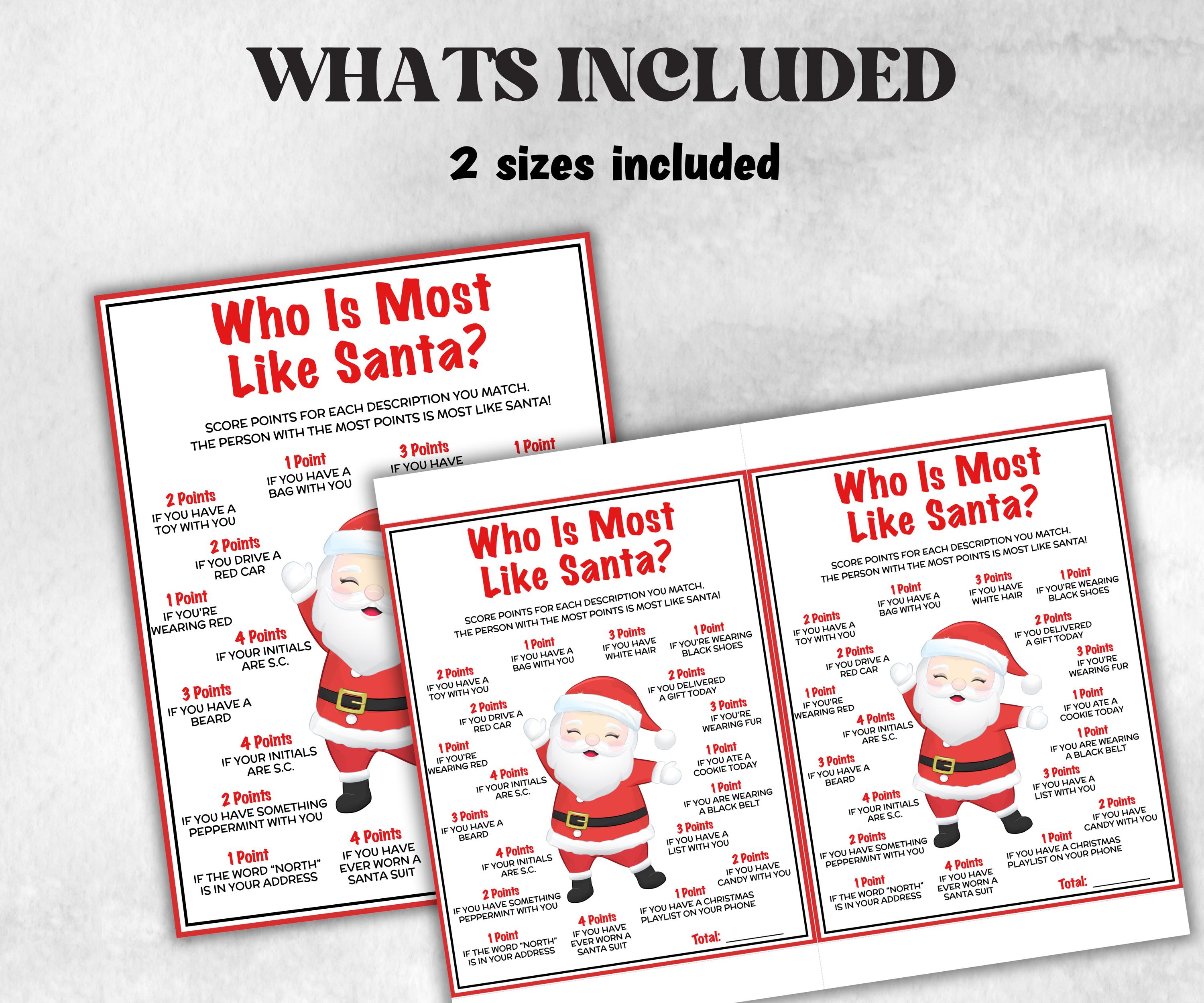 Who is the Most Like Santa, Holiday Classroom Game for kid & adult, Winter office game, Fun Easy Group Game, santa dinner game, daycare game-Christmas -TheHustlingCatLady-Party Games