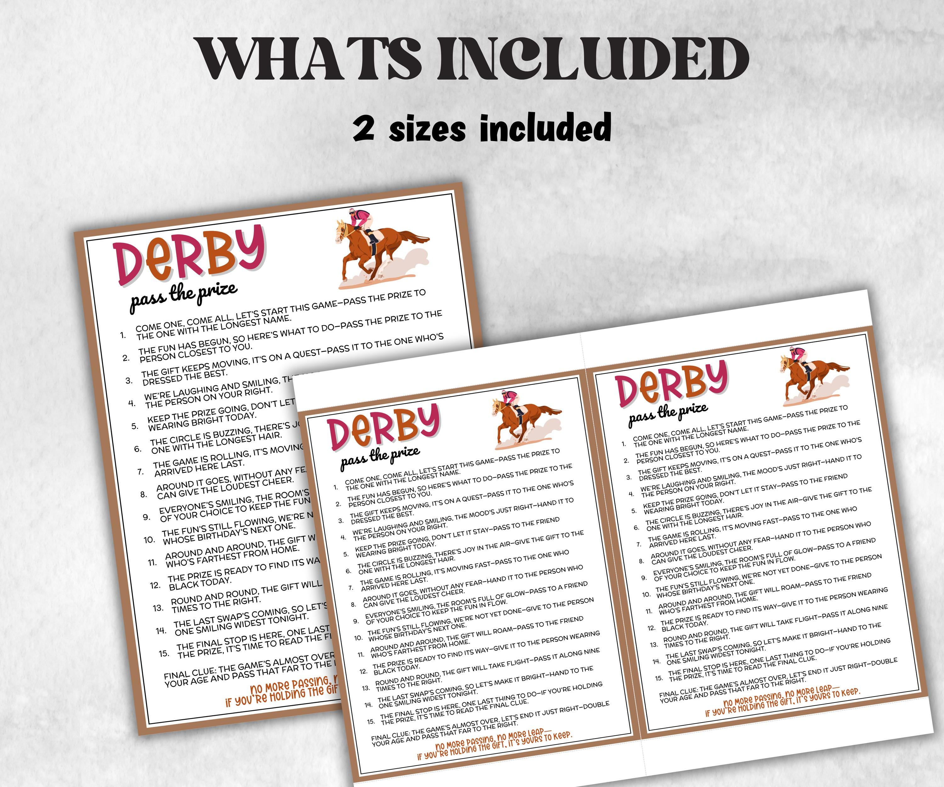 Kentucky Derby Pass The Prize, Left Right, KY Horse Race, Equestrian Southern Charm, interactive fun gift exchange, mingle conversation game-Holidays -TheHustlingCatLady-Party Games