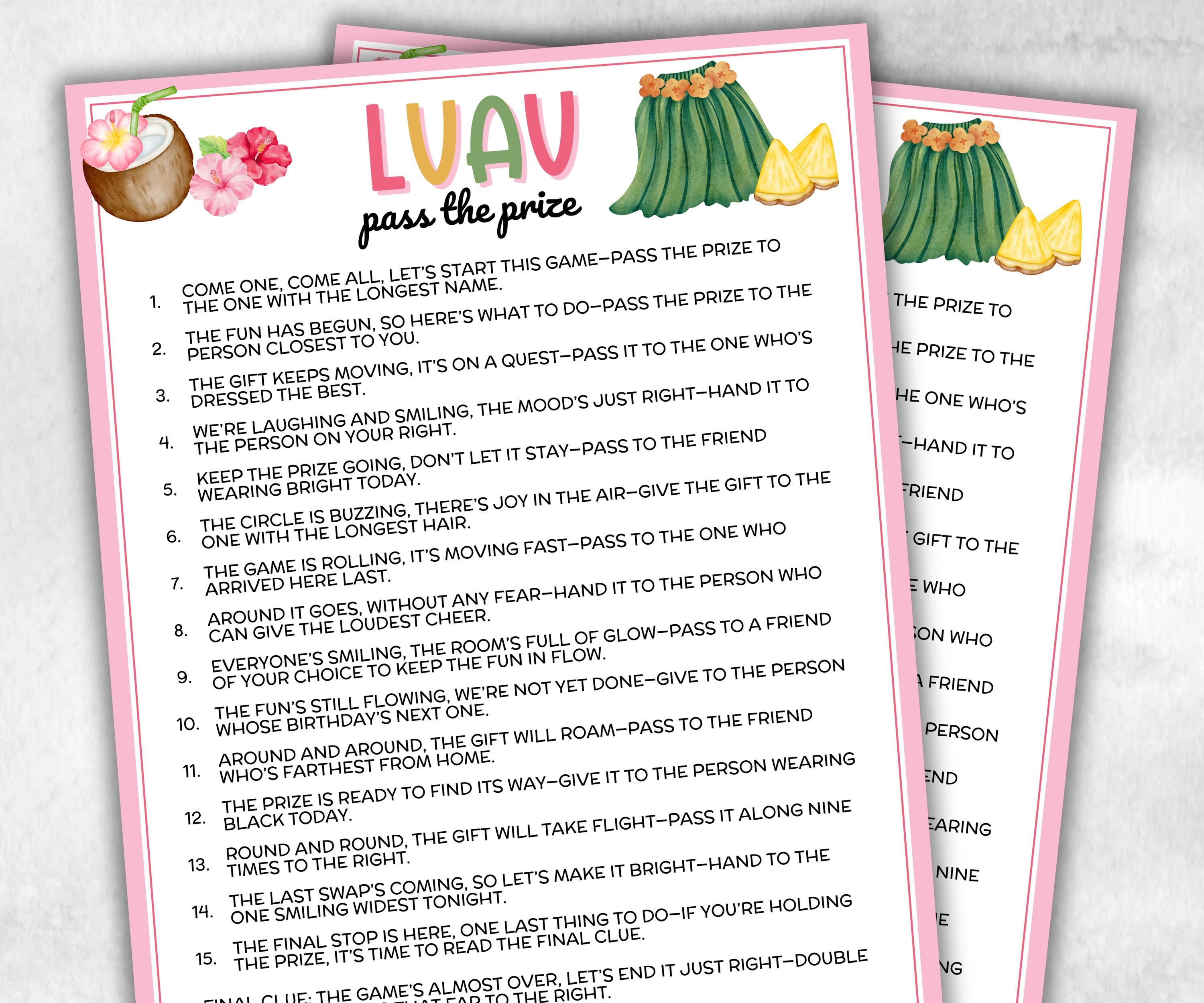 Hawaiian Luau Pass The Prize, Tropical Aloha, Tiki Summer, Hawaii Beach Vacation, Backyard BBQ Pool Party, fun gift exchange, outdoor party-Holidays -TheHustlingCatLady-Party Games