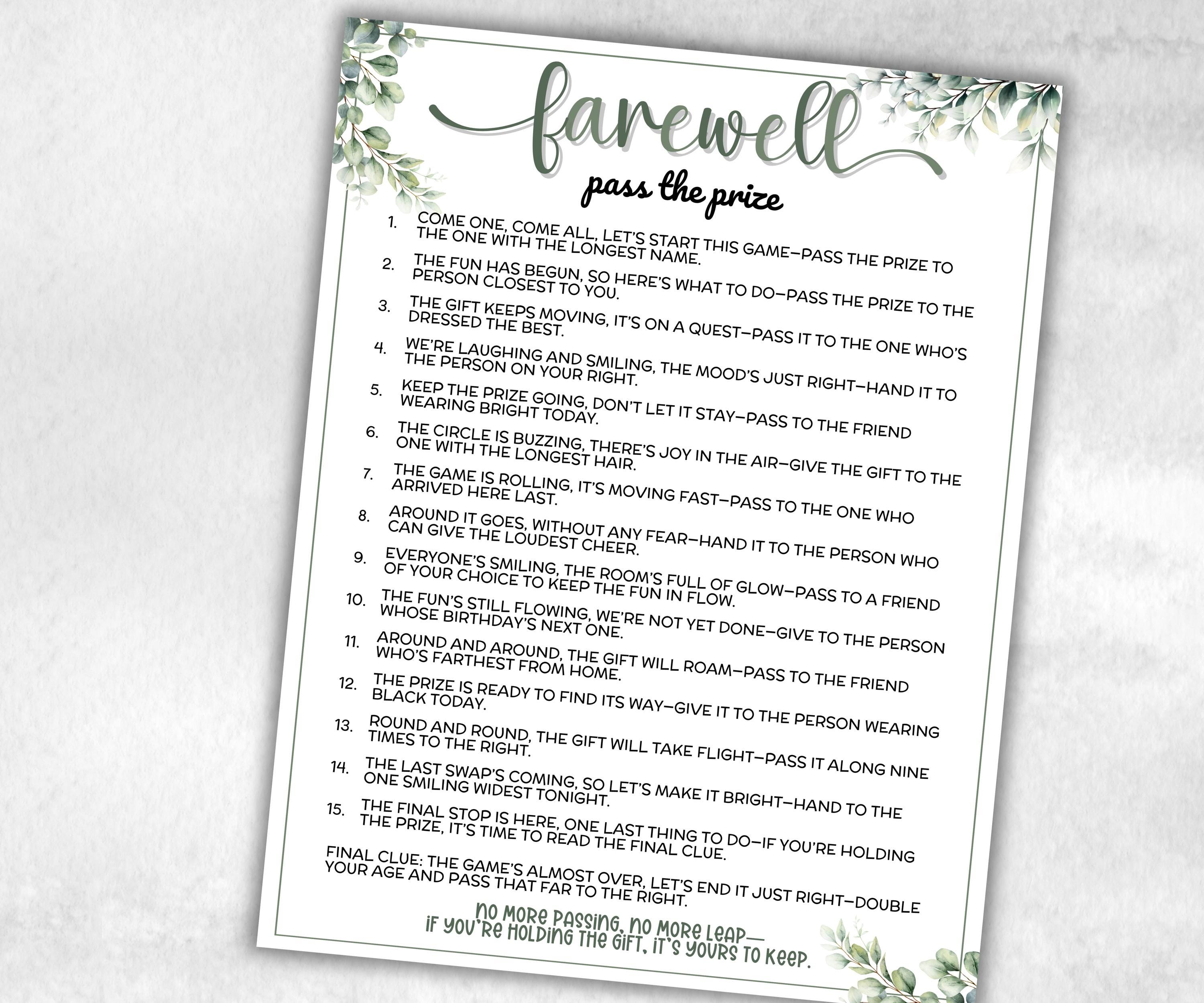 Moving Away Party, Pass The Prize, Going Abroad, College Farewell, Retirement, Mix and Mingle, interactive fun gift exchange, office party-Holidays -TheHustlingCatLady-Party Games