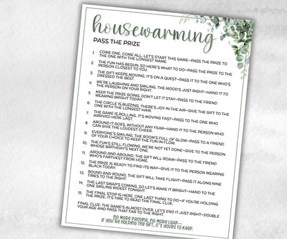 Housewarming Party Pass the Prize, Adult Mix And Mingle Activity, Conversation Starters, interactive fun gift exchange, pass the gift rhyme-Holidays -TheHustlingCatLady-Party Games
