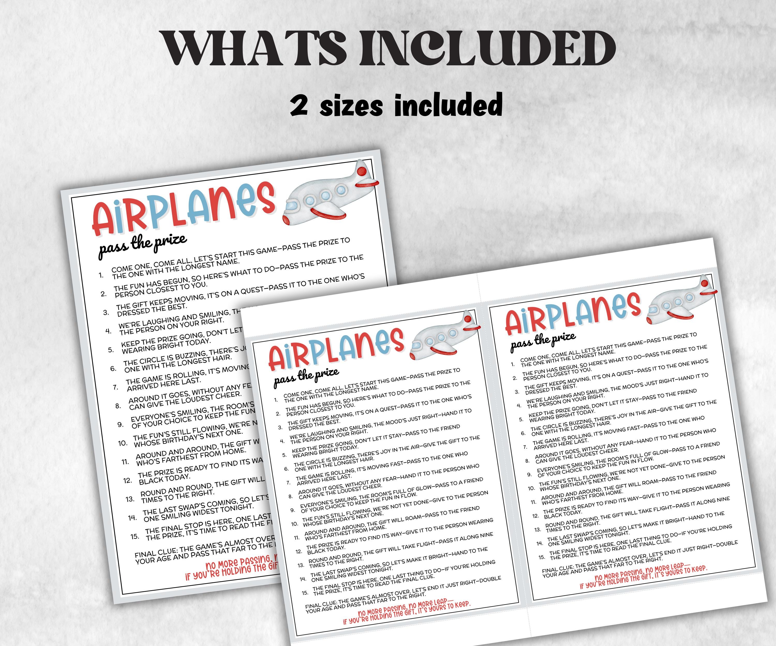 Airplane Pass the Prize, Aviation Party Activity, Airplanes Birthday Theme, interactive fun seniors gift exchange, mingle conversation game-Holidays -TheHustlingCatLady-Party Games