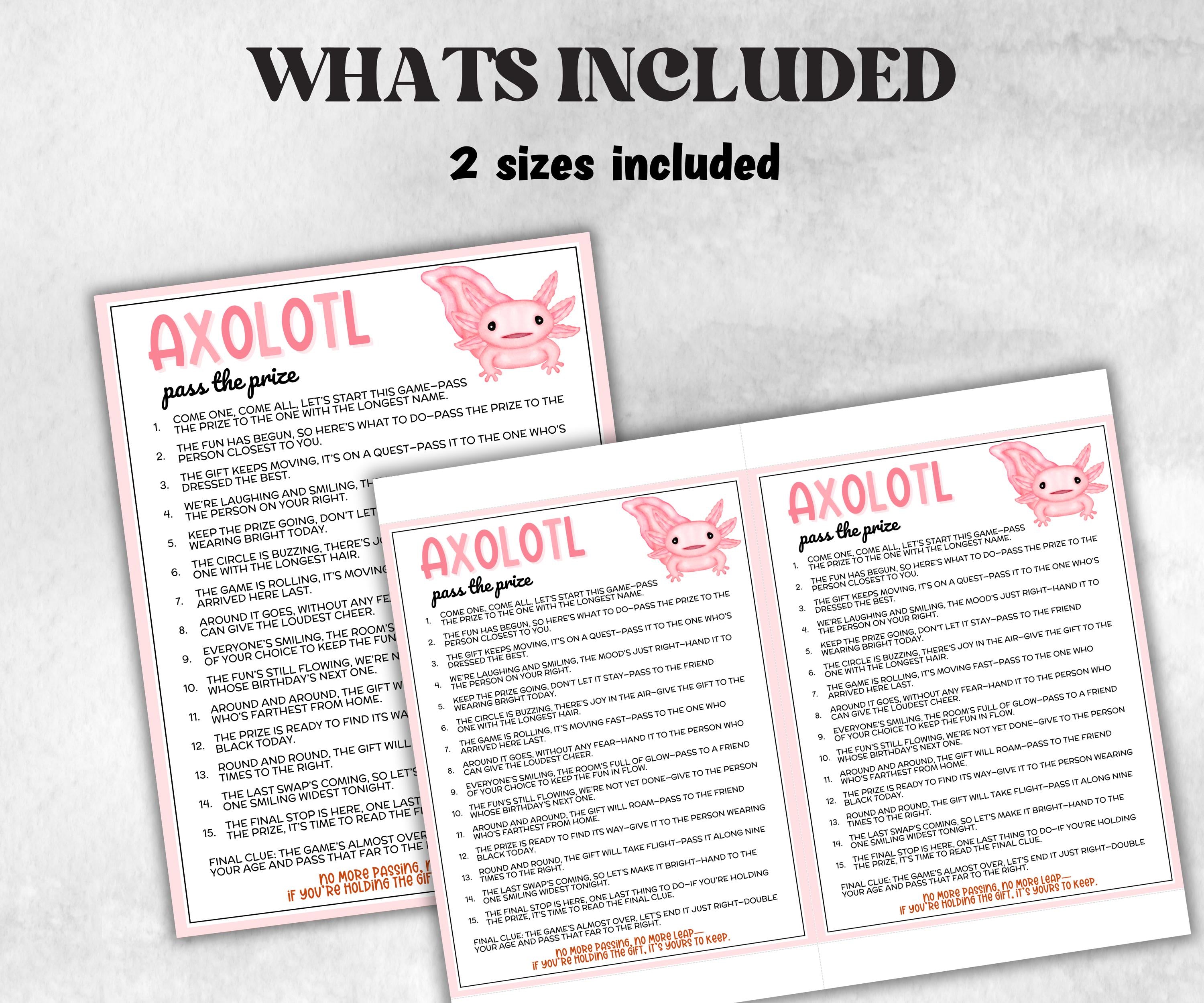 Axolotl Birthday Party, Pass The Prize, Printable Animal Game, Salamander Activity, Boy Girl interactive gift exchange, mingle conversations-Holidays -TheHustlingCatLady-Party Games