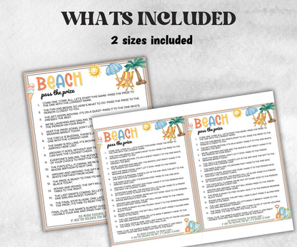 Beach Theme Pass The Prize, Outdoor Game, Beach Pool, summer BBQ, June July August, interactive fun gift exchange, mingle conversation game-Holidays -TheHustlingCatLady-Party Games