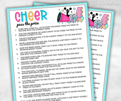Cheerleading Pass the Prize, Cheer Squad Birthday, cheerleading party, spirit team team, interactive fun gift exchange, conversation game-Holidays -TheHustlingCatLady-Party Games