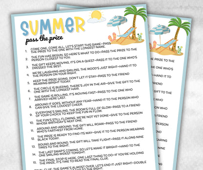 Summer Theme Pass The Prize, Seniors Indoor Outdoor, Summer Camp, BBQ, June July August, interactive fun gift exchange, conversation game-Holidays -TheHustlingCatLady-Party Games
